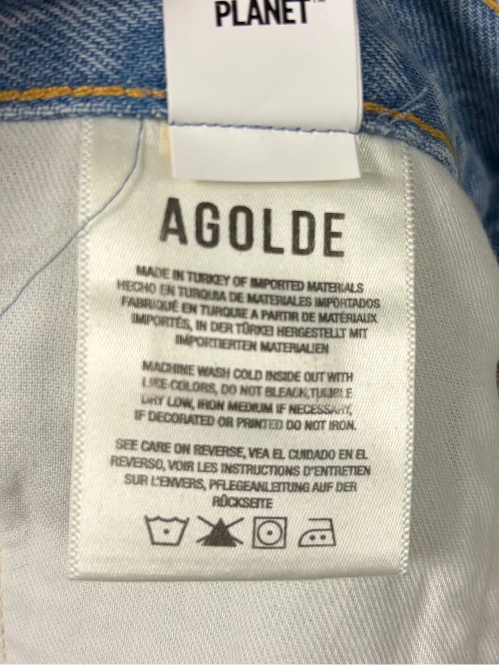 AGOLDE Designer High Rise Parker Long Relaxed Denim Short Size 32